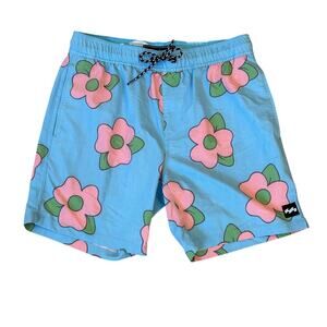 Billabong Simpsons Collaboration Swim Trunk Blue Pink Flowers Men's Small Summer